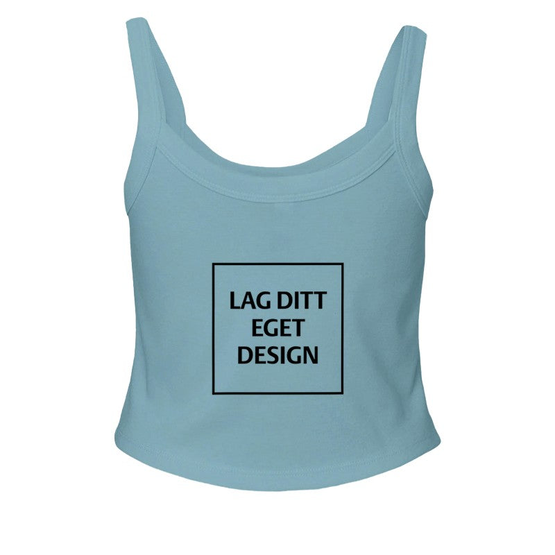 Mikroribbet Singlet for Dame med Eget Trykk | Dyp Utringning