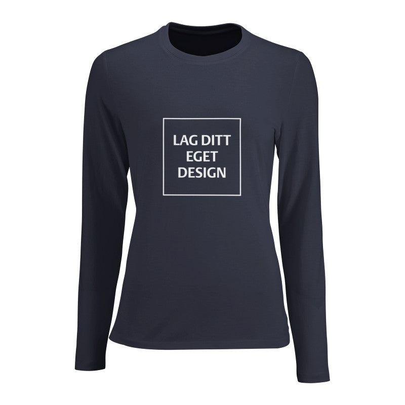 Designa din egen figurnära långärmad T-shirt för kvinnor med eget tryck