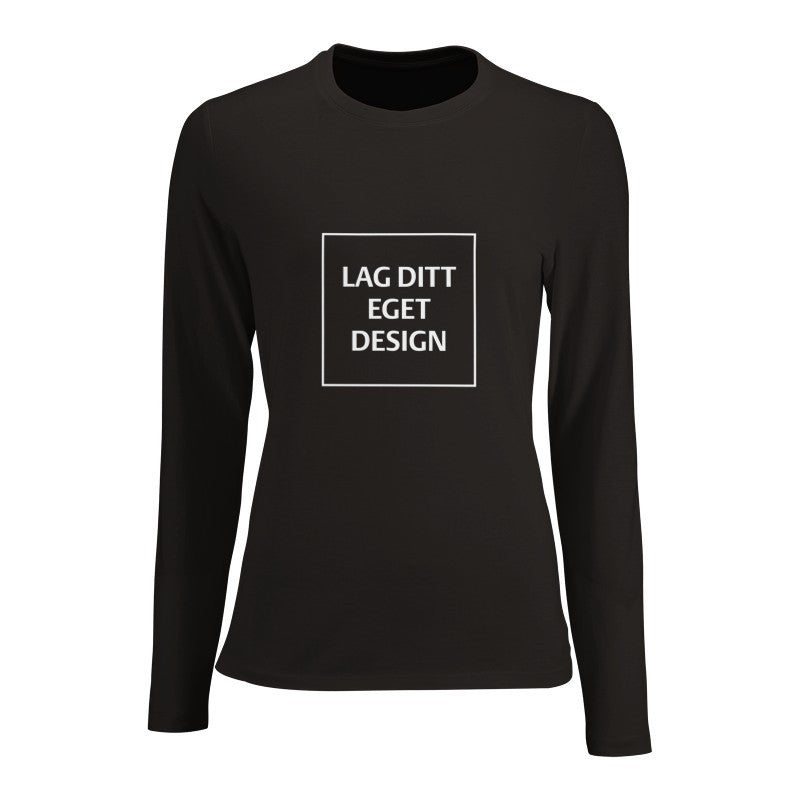 Designa din egen figurnära långärmad T-shirt för kvinnor med eget tryck