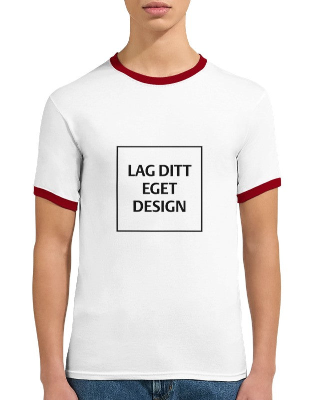 Unisex ringad T-shirt med eget tryck