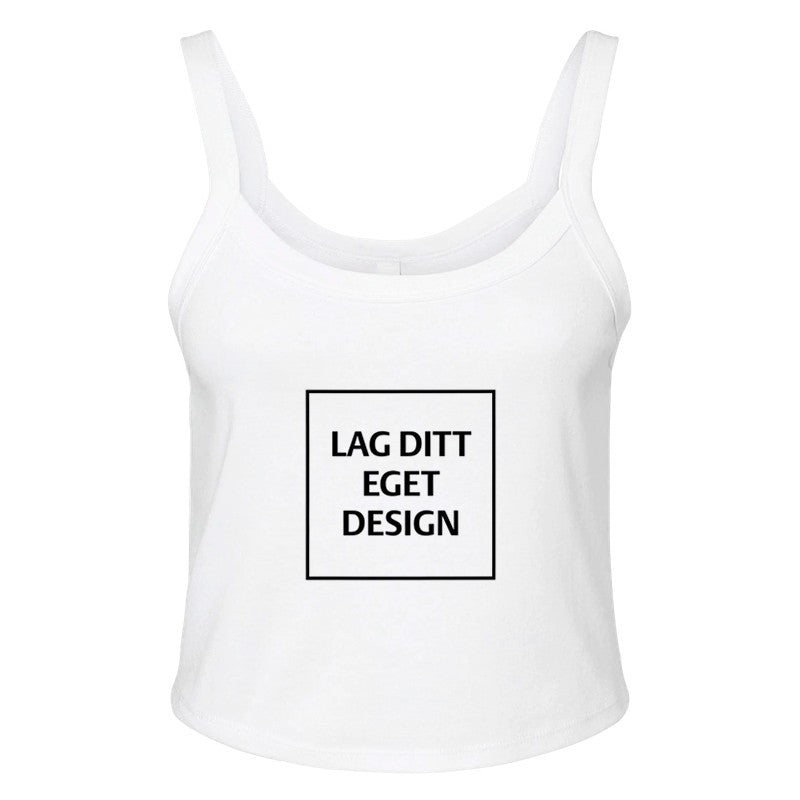 Mikroribbet Singlet for Dame med Eget Trykk | Dyp Utringning