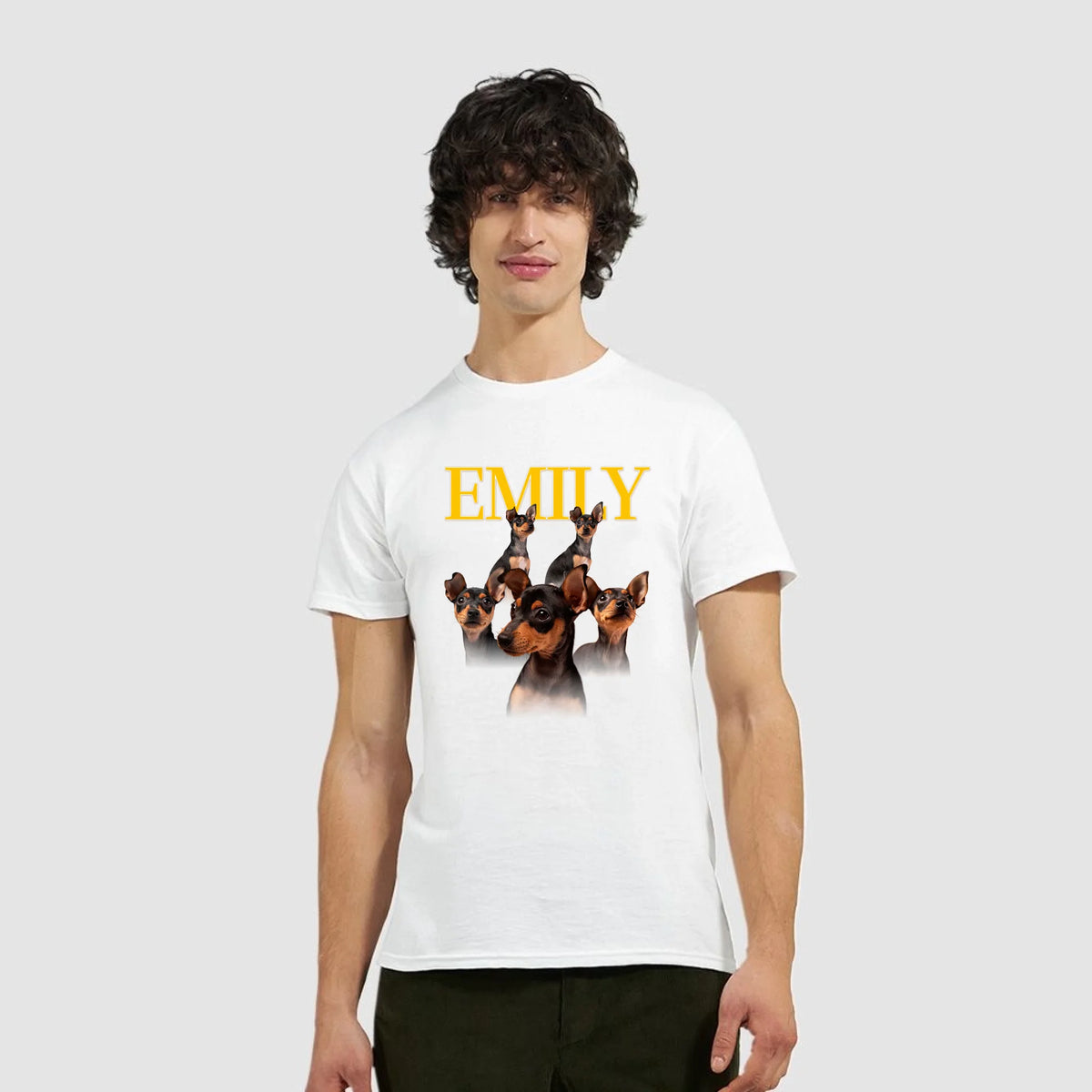 Personlig t-shirt med hund och katt – vintage bootleg-stil från 90-talet | eget foto