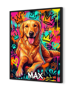 Urban Graffiti Djurporträtt – Färgglad Street Art Tavla med Egen Hund