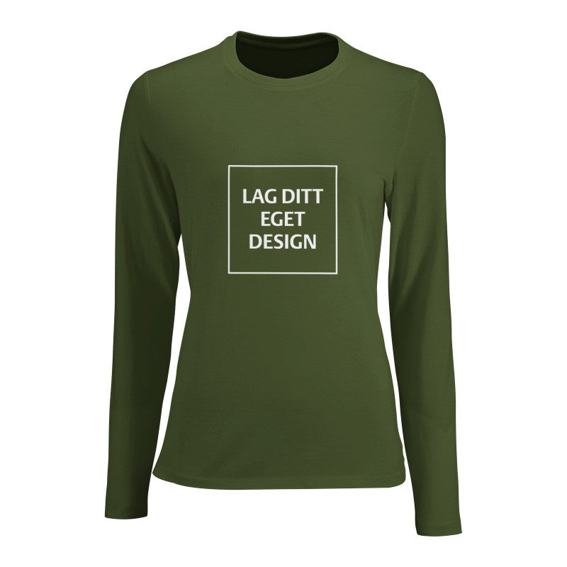 Designa din egen figurnära långärmad T-shirt för kvinnor med eget tryck