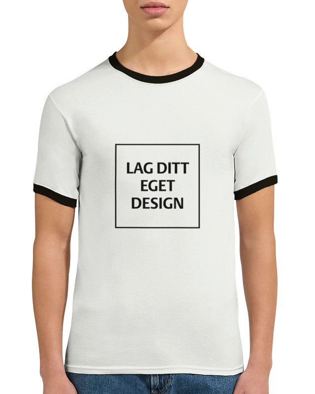 Unisex ringad T-shirt med eget tryck