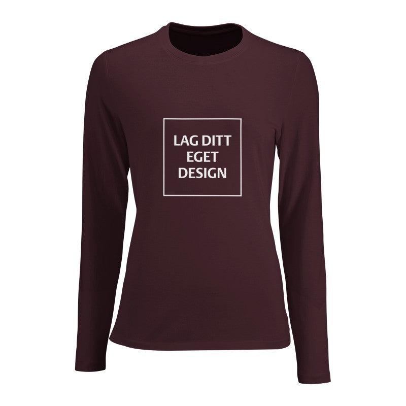 Designa din egen figurnära långärmad T-shirt för kvinnor med eget tryck