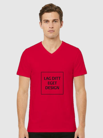Designa din egen unisex-t-shirt med V-ringning och eget tryck