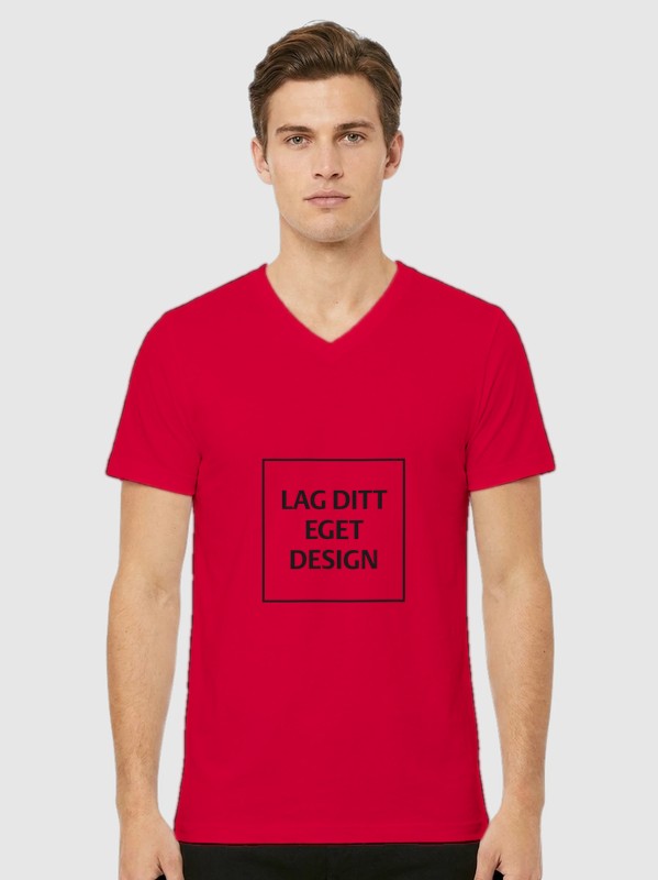 Designa din egen unisex-t-shirt med V-ringning och eget tryck