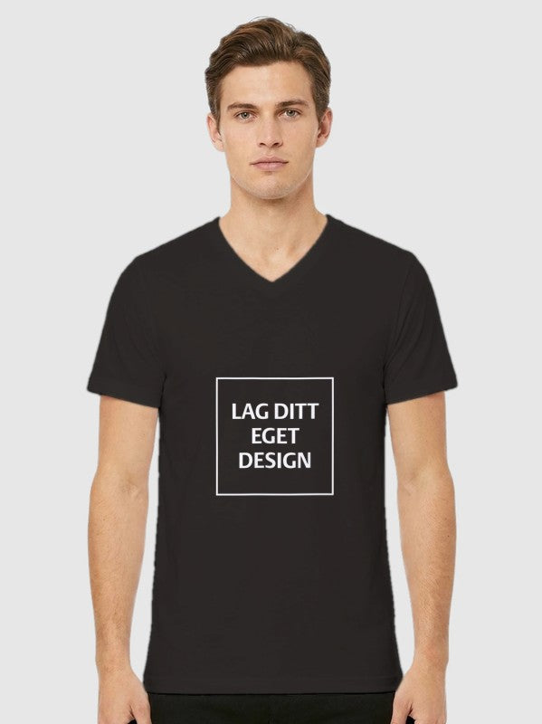 Designa din egen unisex-t-shirt med V-ringning och eget tryck