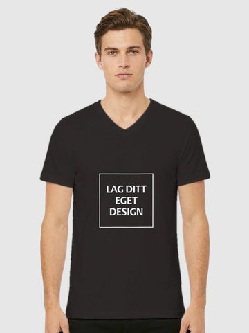 Designa din egen unisex-t-shirt med V-ringning och eget tryck