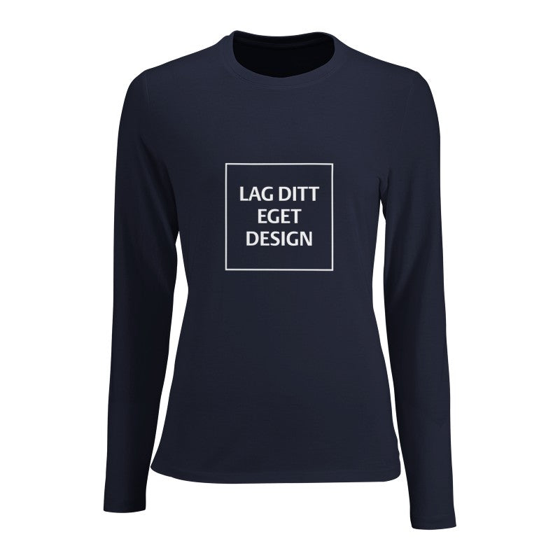 Designa din egen figurnära långärmad T-shirt för kvinnor med eget tryck