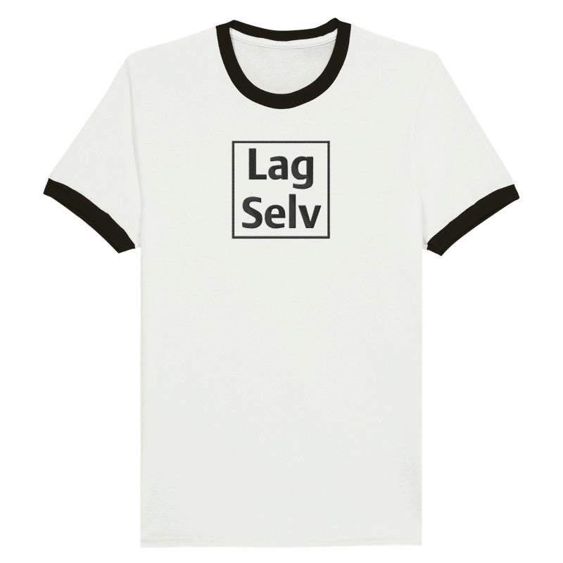 Unisex-ringer-T-shirt med broderi – designa din egen