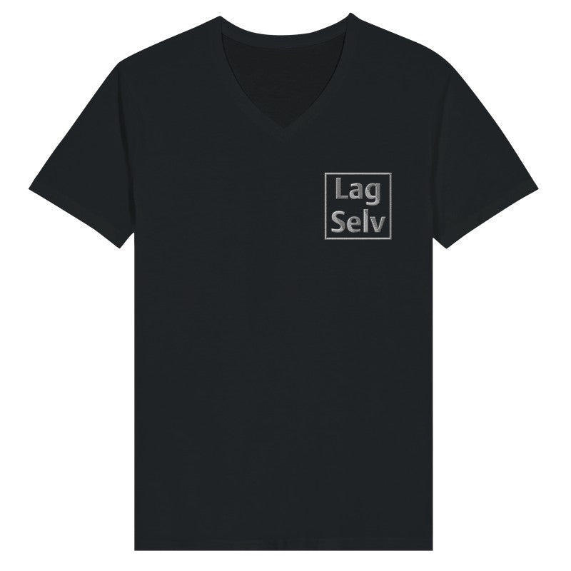Designa din egen premium-unisex-T-shirt med V-ringning och personligt broderi