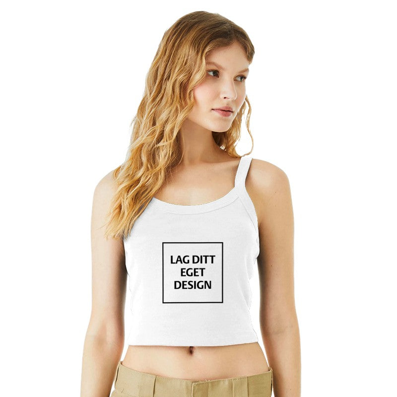 Mikroribbet Singlet for Dame med Eget Trykk | Dyp Utringning