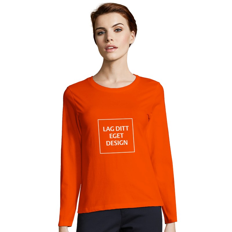Designa din egen figurnära långärmad T-shirt för kvinnor med eget tryck