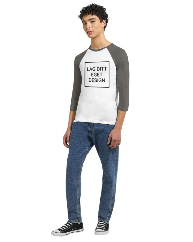 Unisex-raglan-T-shirt med 3/4-ärmar – skapa din unika design