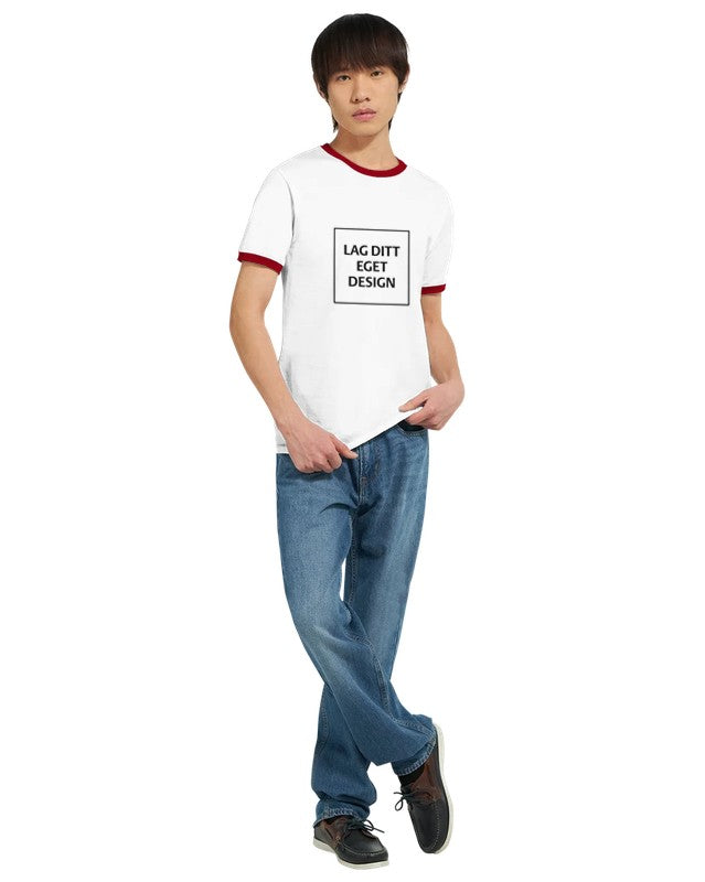 Unisex ringad T-shirt med eget tryck