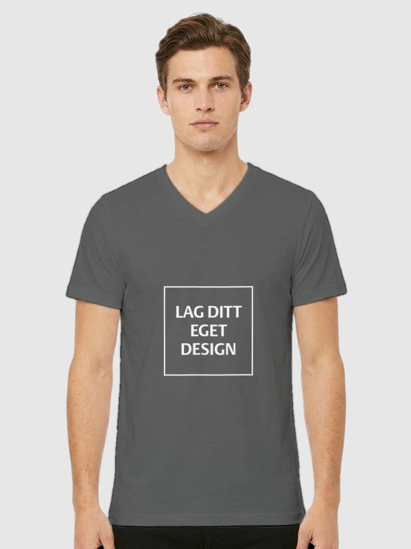 Designa din egen unisex-t-shirt med V-ringning och eget tryck