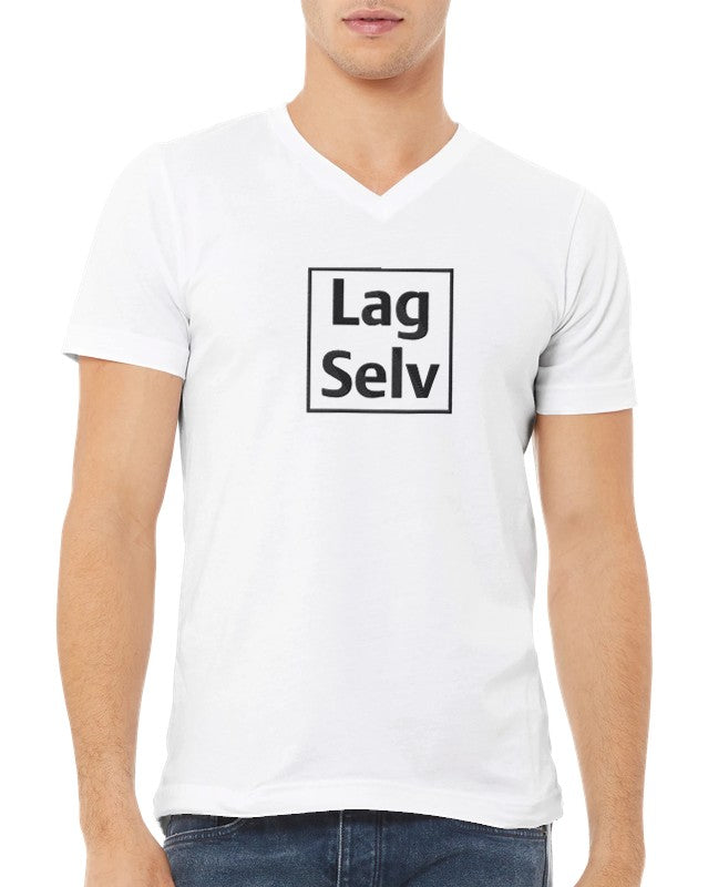 Designa din egen premium-unisex-T-shirt med V-ringning och personligt broderi