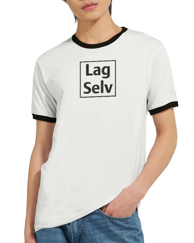 Unisex-ringer-T-shirt med broderi – designa din egen