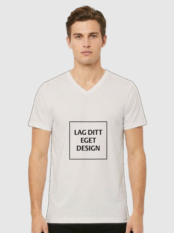 Designa din egen unisex-t-shirt med V-ringning och eget tryck