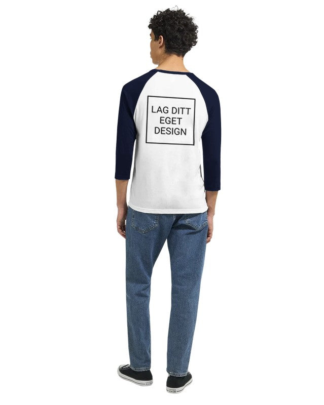 Unisex-raglan-T-shirt med 3/4-ärmar – skapa din unika design