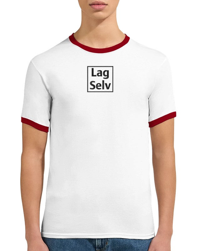 Unisex-ringer-T-shirt med broderi – designa din egen