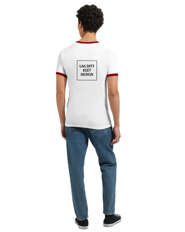 Unisex ringad T-shirt med eget tryck