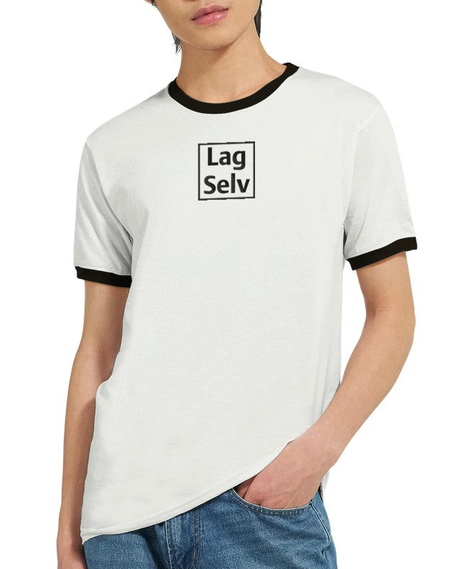 Unisex-ringer-T-shirt med broderi – designa din egen