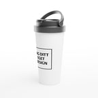 Vit resemugg i rostfritt stål | Eget tryck