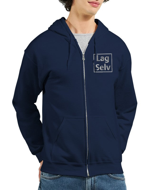 Designa din egen hoodie med broderi – Klassisk unisex-hoodie med dragkedja