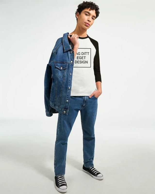 Unisex-raglan-T-shirt med 3/4-ärmar – skapa din unika design