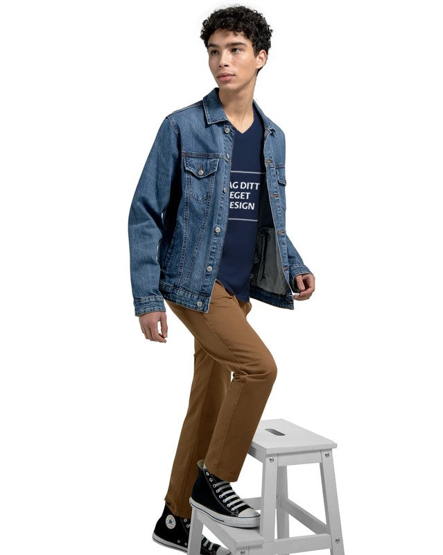 Designa din egen premium unisex-t-shirt med V-ringning och eget tryck