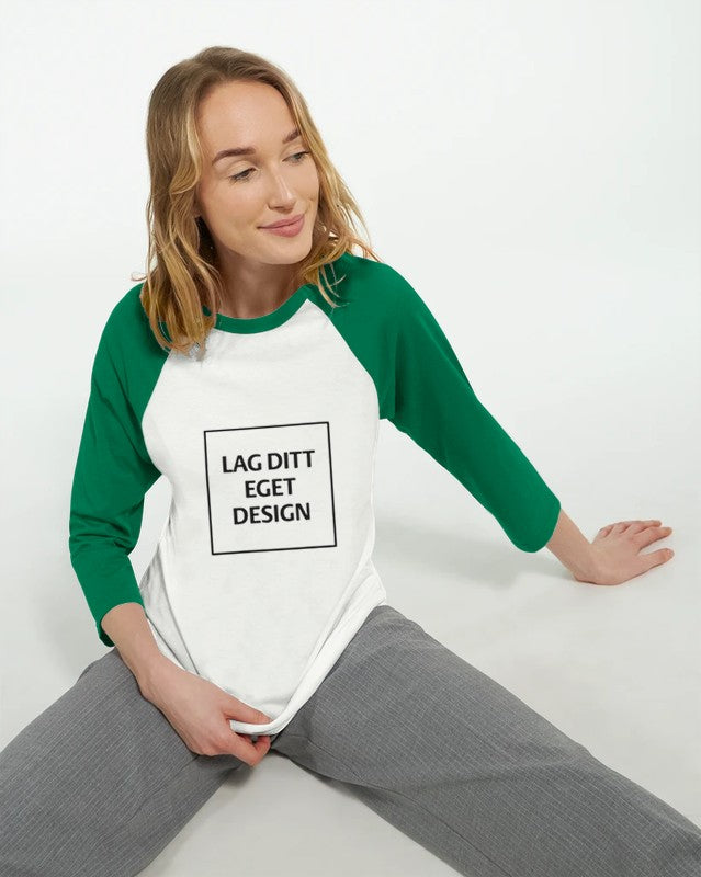 Unisex-raglan-T-shirt med 3/4-ärmar – skapa din unika design