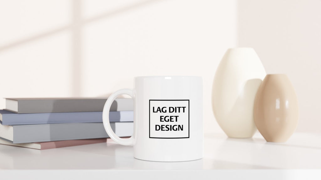Personlig vit keramikkopp | Eget tryck
