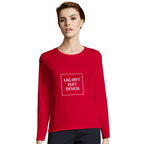 Designa din egen figurnära långärmad T-shirt för kvinnor med eget tryck