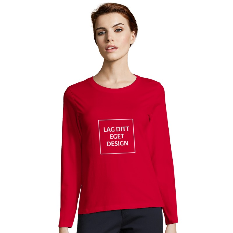 Designa din egen figurnära långärmad T-shirt för kvinnor med eget tryck