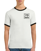 Unisex-ringer-T-shirt med broderi – designa din egen