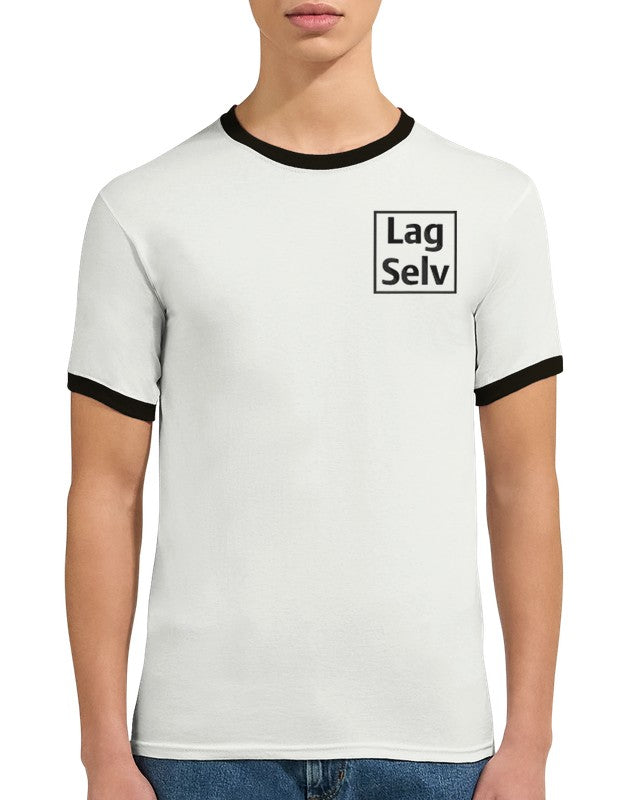 Unisex-ringer-T-shirt med broderi – designa din egen