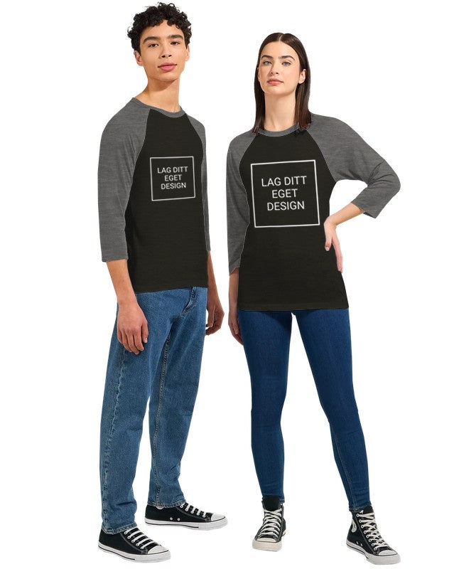 Unisex-raglan-T-shirt med 3/4-ärmar – skapa din unika design