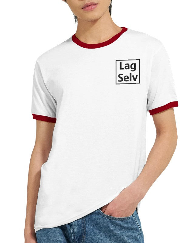 Unisex-ringer-T-shirt med broderi – designa din egen