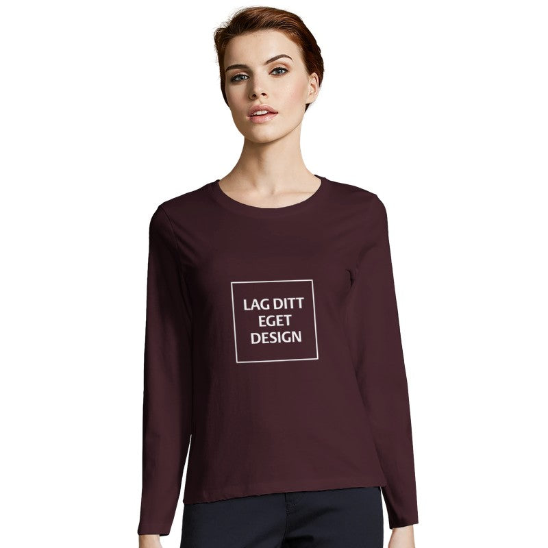 Designa din egen figurnära långärmad T-shirt för kvinnor med eget tryck