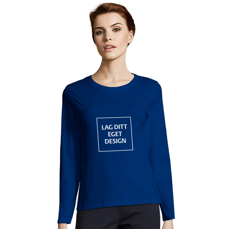 Designa din egen figurnära långärmad T-shirt för kvinnor med eget tryck