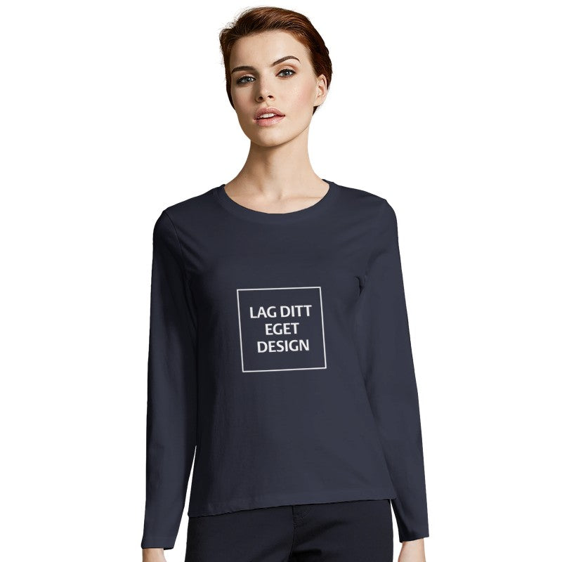 Designa din egen figurnära långärmad T-shirt för kvinnor med eget tryck