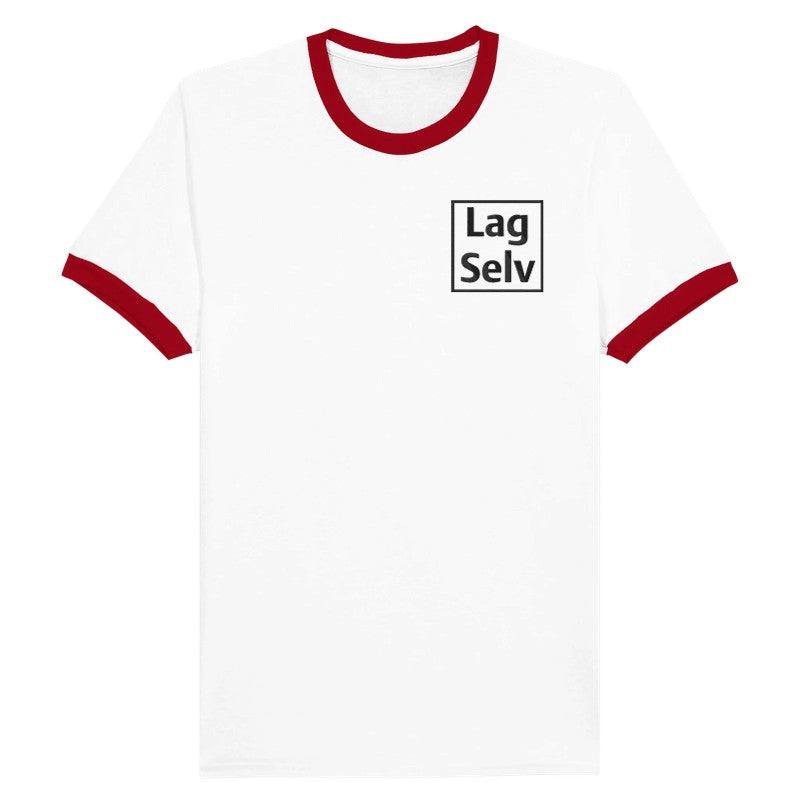Unisex-ringer-T-shirt med broderi – designa din egen